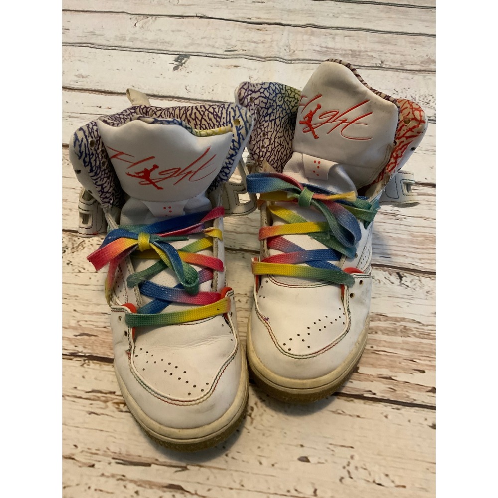 Nike Jordan Flight 45 High GS White Rainbow Size 5.5Y Kids